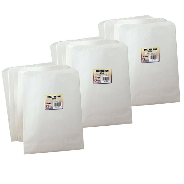 Hygloss Products Pinch Bottom Paper Bags, 8.5 x 11, White, PK150 58550 - main